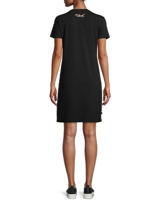 Karl Lagerfeld Sequin Embellished T shirt Dress in Black Lyst Canada