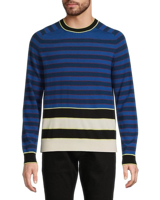Paul Smith Blue Striped Merino Wool Sweater for men