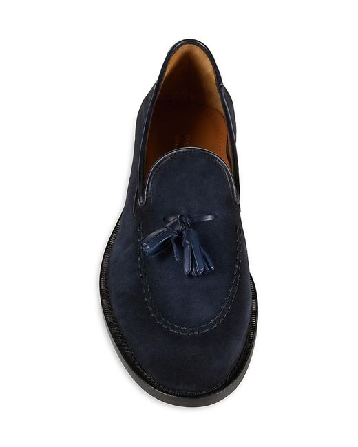Saks Fifth Avenue Blue Suede Tassel Loafers for men