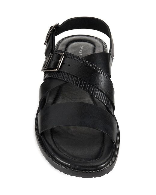 Saks Fifth Avenue Black Brennan Leather Flat Sandals for men