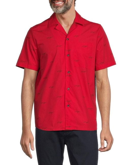 HUGO Red Ellino Logo Camp Shirt for men