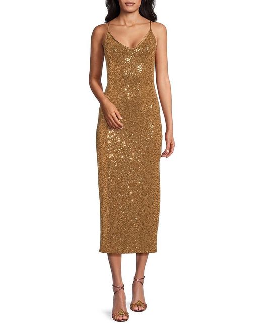 Bebe Natural Sequin Midi-Dress