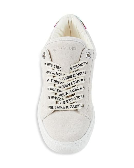 Zadig & Voltaire White La Flash Beaded Sneakers
