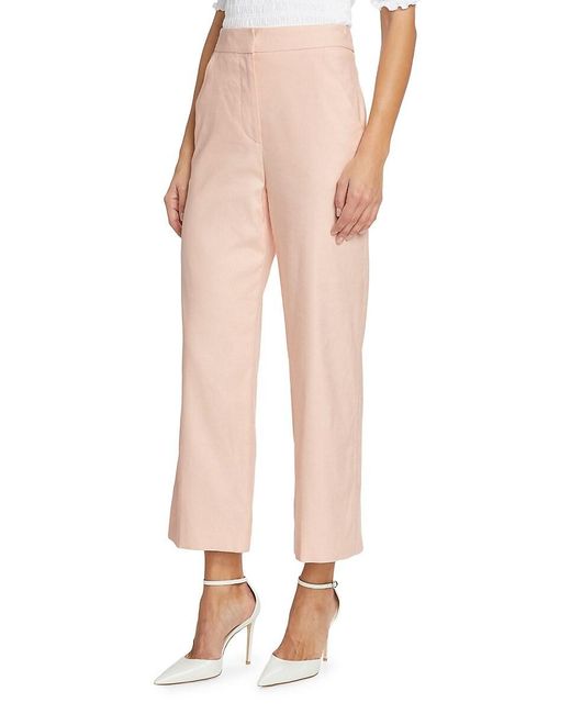 Veronica Beard Pink Brixton Linen-Blend Crop Pants
