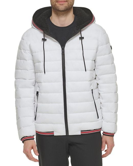 Calvin Klein Super Shine Fleece Lined Puffer Jacket In White At Nordstrom  Rack in Grey for Men | Lyst Australia