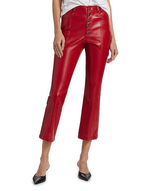 Cinq À Sept Red Roxette Faux-leather Crop Pants