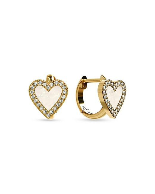 Gabi Rielle Metallic Season Standouts 14K Vermeil, Mother Of Pearl & Cubic Zirconia Heart Stud Earrings