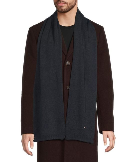 Tommy Hilfiger Blue Flag Embroidered Logo Scarf for men