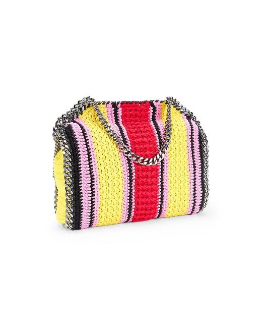 Stella McCartney White Mini Falabella Colorblock Striped Chain Shoulder Bag