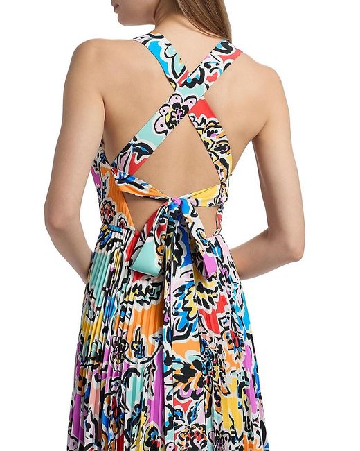 MILLY Women's Blue Oria Oasis Pleated Dress