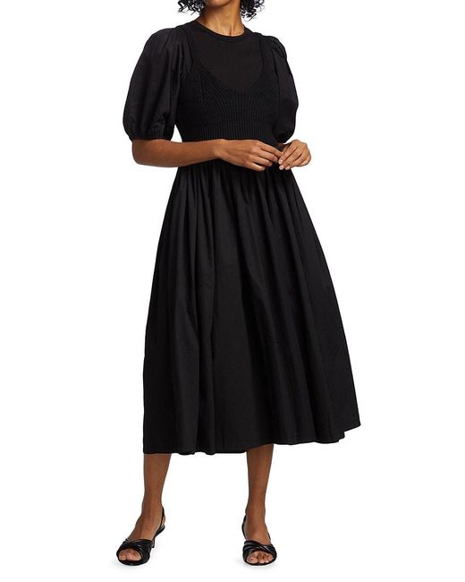 En Saison Cotton Two-piece Poplin Midi-dress & Knit Tank Set in Black ...
