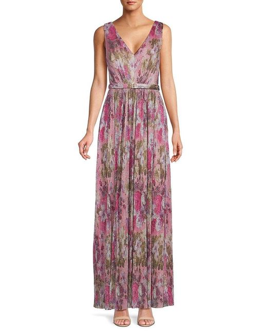 Eliza J Shimmer Belted Maxi Dress in Purple | Lyst