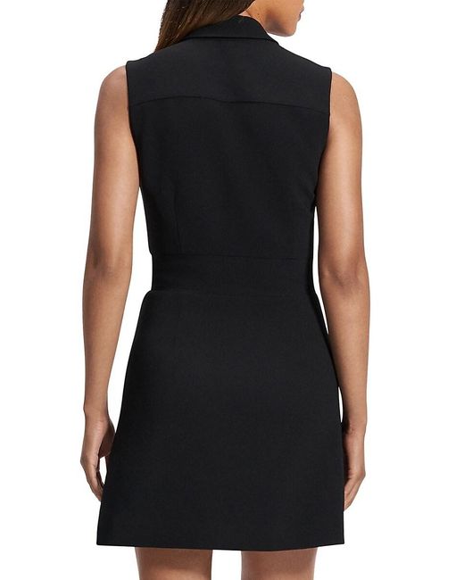 Theory Black Front-Zip Minidress