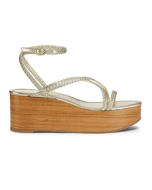 Stuart Weitzman 60Mm Wovette Metallic-Woven Wedges