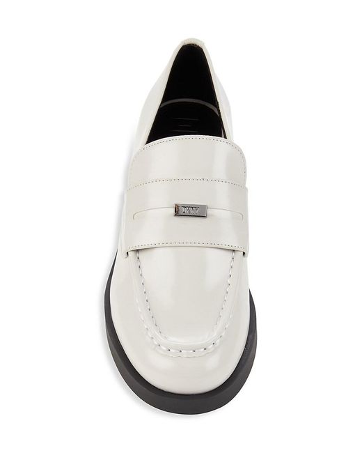 DKNY White Ivette Logo Slip-On Dress Shoes