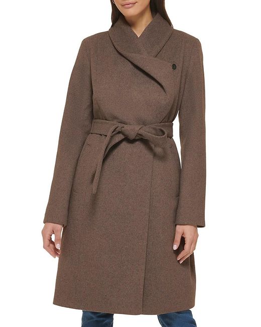 Cole Haan Wool Blend Coat in Brown Lyst