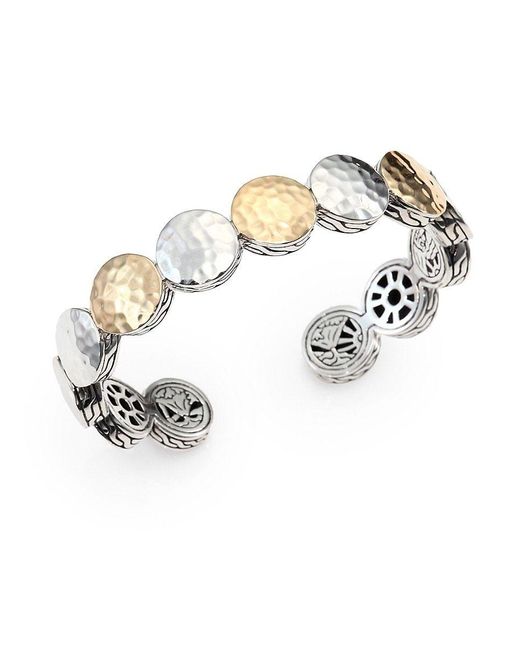 John Hardy Palu 18k Yellow Gold Sterling Silver Dot Cuff