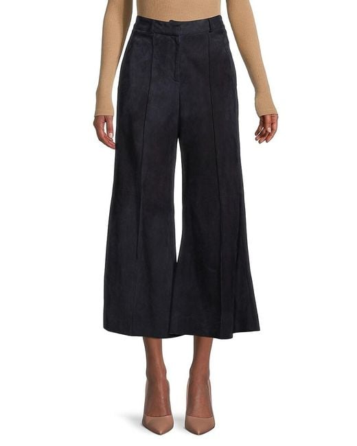 Khaite Bruce Palazzo Suede Pants in Blue | Lyst