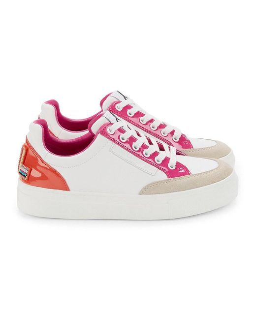 Karl Lagerfeld Pink Calico Colorblock Patch Sneakers