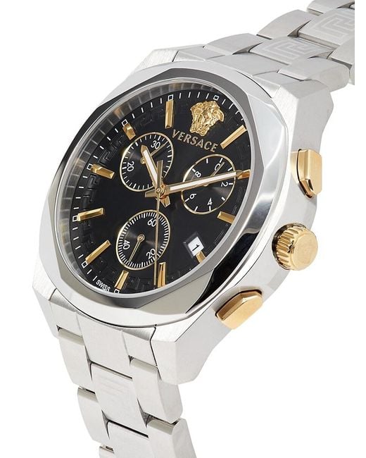 Versace Gray 40mm Two Tone Stainless Steel Medusa Chronograph Bracelet Watch