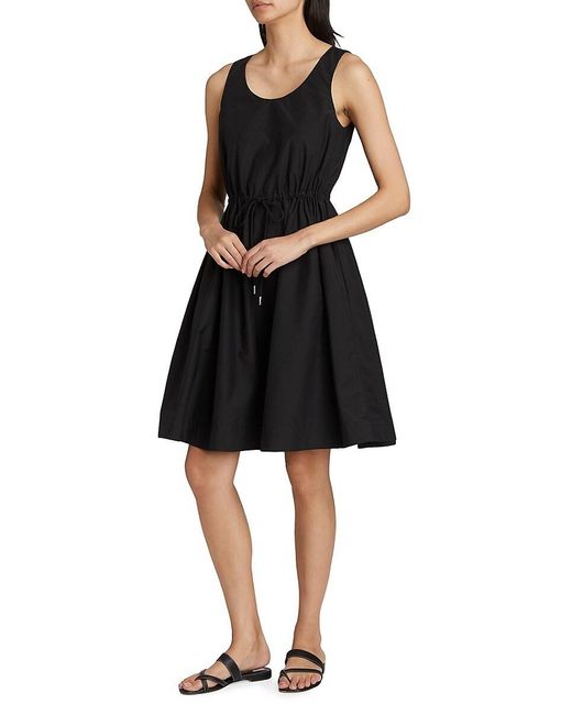 Theory Black Drawstring Cotton-blend T-shirt Minidress