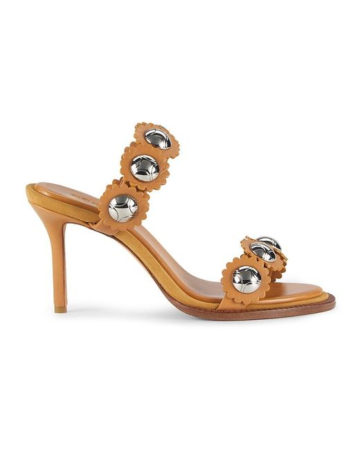Alexandre Birman Metallic Tibbie Studded Leather Slide Sandals