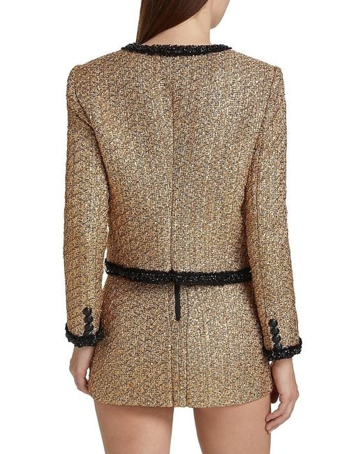 Alice + Olivia Brown Landon Metallic Tweed Box Jacket