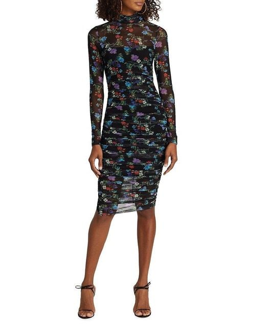 Alice + Olivia Alice + Olivia Delora Ruched Floral Turtleneck Dress in ...