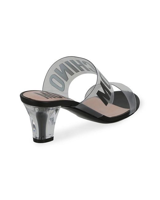 Moschino Black Logo Transparent Straps Sandals