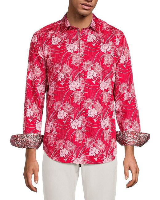 Robert Graham Red Faulkner Floral Button Down Shirt for men