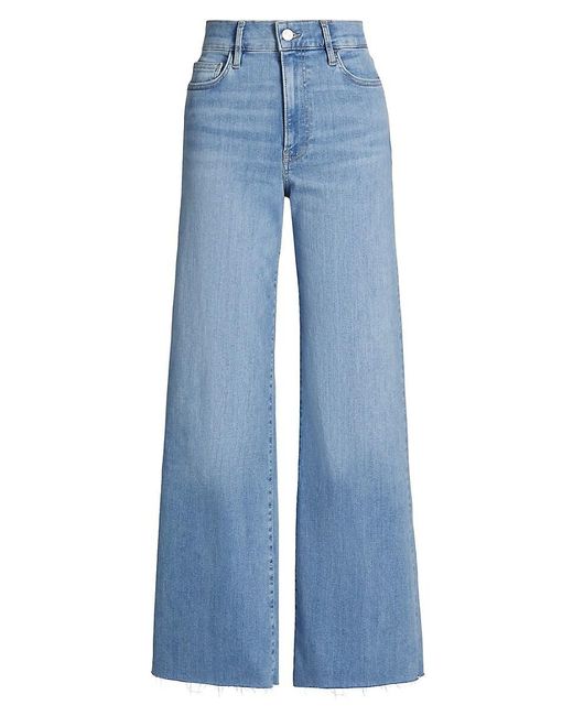 FRAME Blue Le Slim Palazzo Raw-Fray High-Rise Jeans