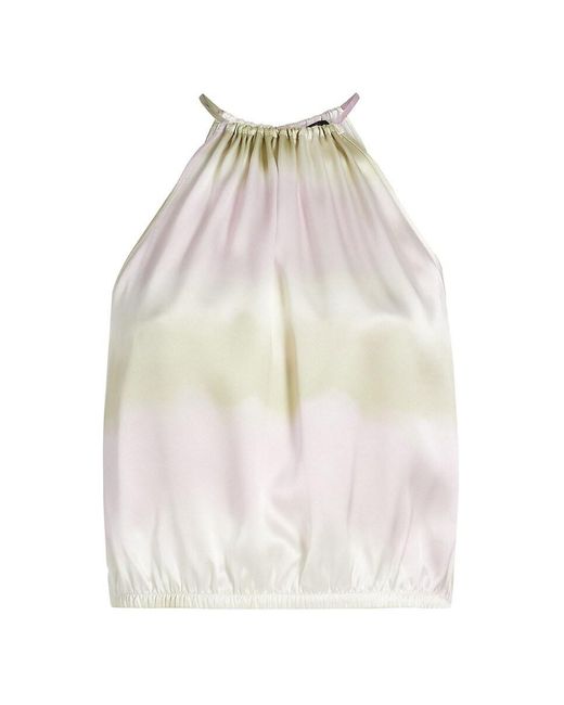 ATM White Silk Charmeuse Stripe Halter Top