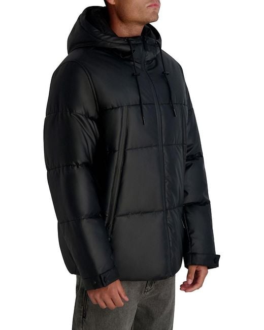 Karl Lagerfeld Blue Hooded Down Regular-Fit Jacket for men