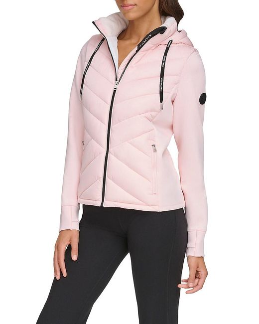 Tommy Hilfiger Pink Quilted Hooded Zip Jacket