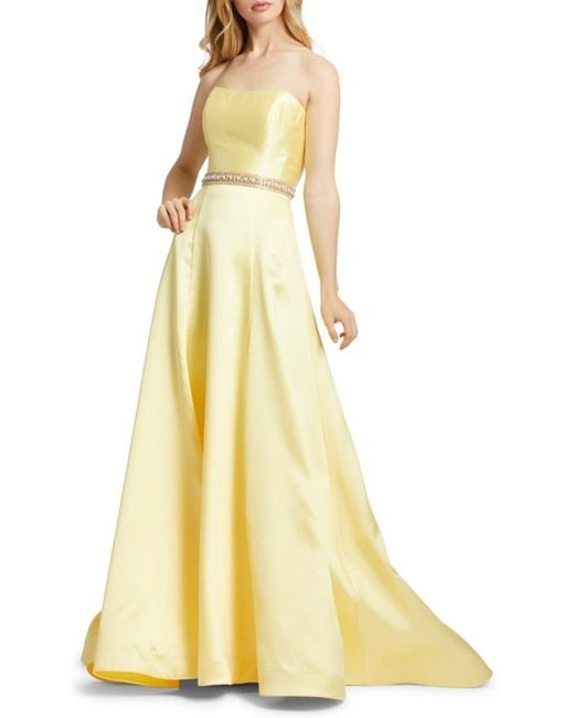 Mac Duggal Women's Embellishedwaist Satin Strapless Gown Lemon