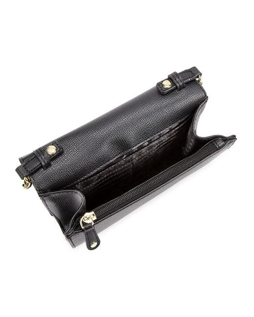 Karl Lagerfeld Black Appliqué Leather Crossbody Bag