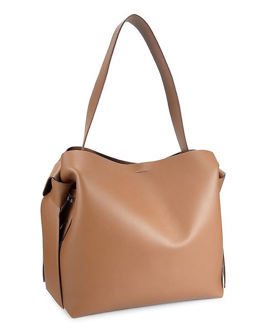 Acne Brown Musubi Midi Knotted Leather Shoulder Bag