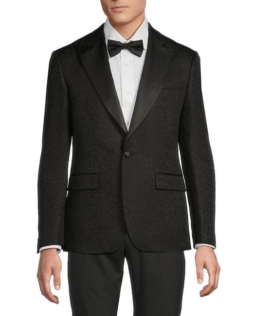 Karl Lagerfeld Black Animal Jacquard Modern Fit Dinner Jacket for men