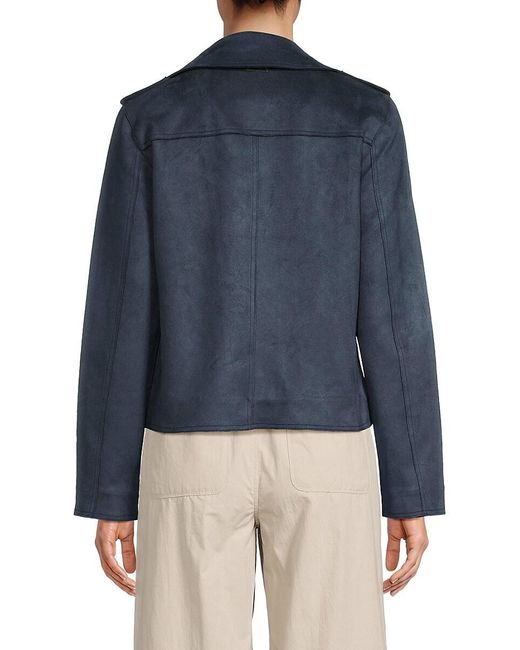 Andrew Marc Black Notch Lapel Faux Suede Open Jacket