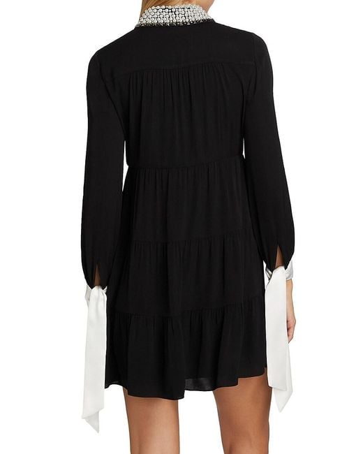 Alice + Olivia Black Meeko Embellished Minidress
