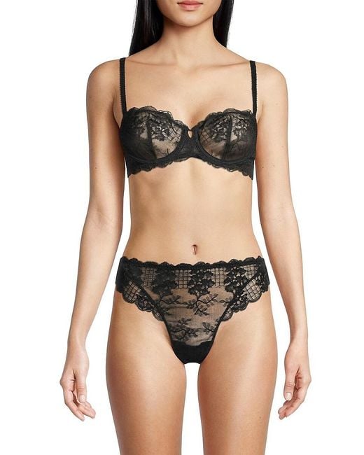Simone Perele Black Unlined Lace Demi Bra