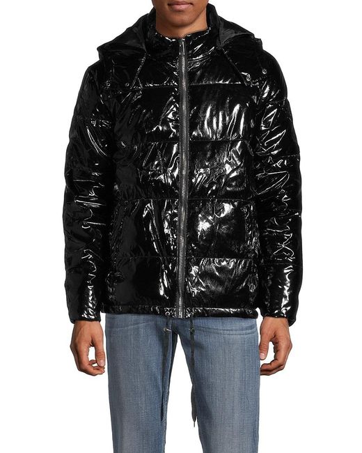 American Stitch Synthetic Shine Puffer Jacket in Black for Men | Lyst