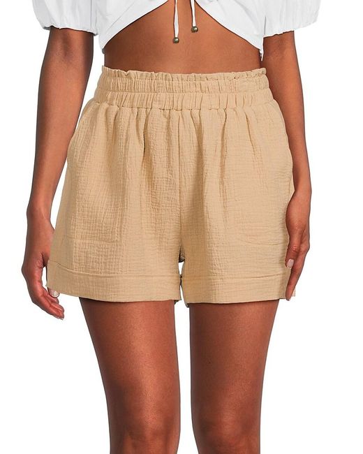 Saks Fifth Avenue Natural Gauze Paperbag Shorts