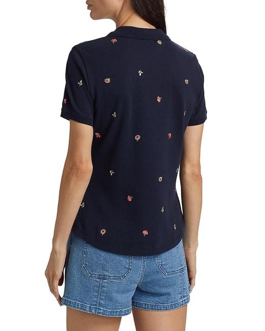 Cinq À Sept Blue Diana Embroidered Polo Top