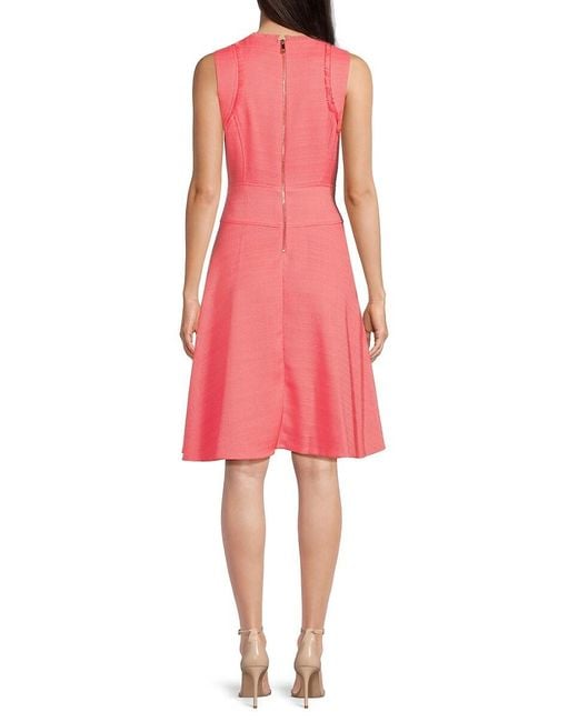Tommy Hilfiger Pink Textured Fringed Knee Dress