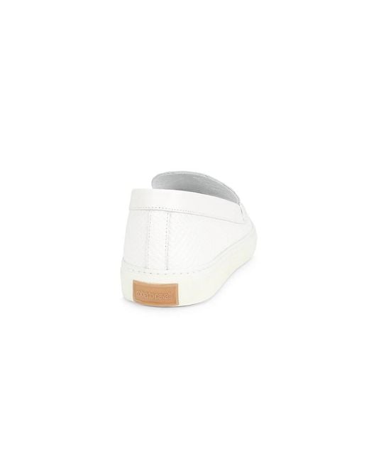 Roberto Cavalli White Textured Leather Bit Loafers for men