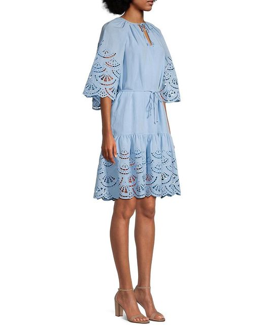 Kobi Halperin Blue Meryl Linen Blend Dress