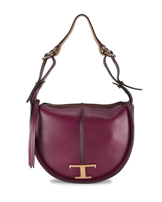 Tod's Purple Leather Shoulder Bag
