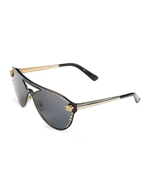 Versace Metallic 60mm Embellished Oval Sunglasses