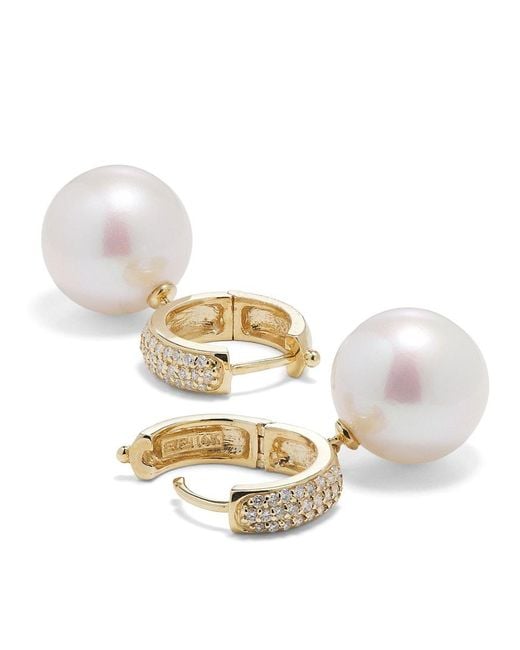 Effy White 14K, Freshwater Pearl & 0.37 Tcw Diamond Drop Earrings